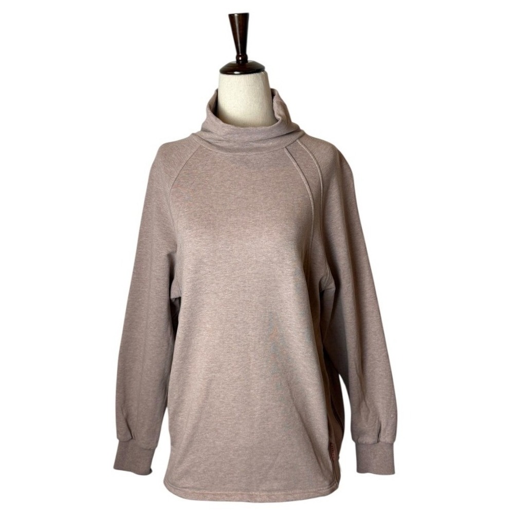 Varley Sweatshirt Women XS Taupe Heathered Turtleneck Atlas Pullover Athleisure